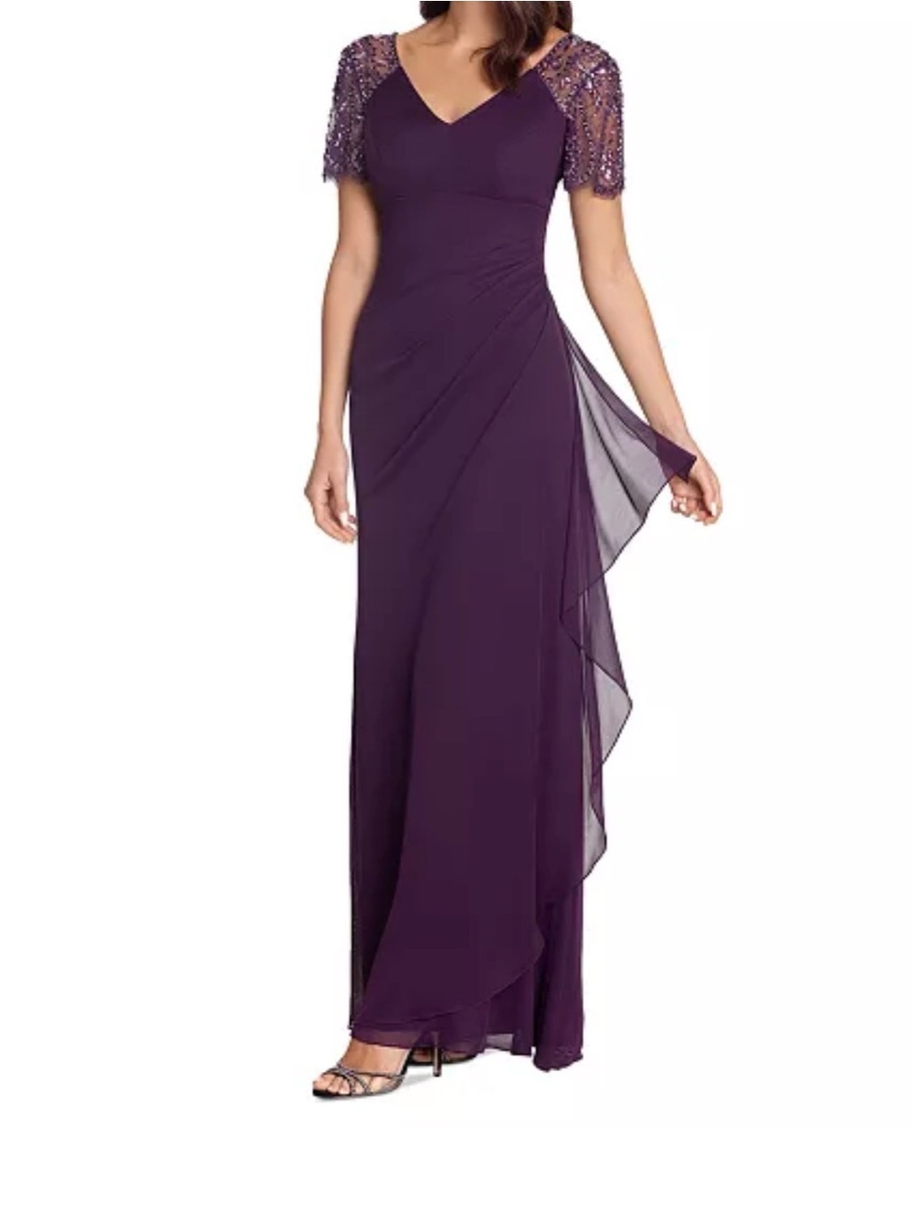 XSCAPE Beaded-Sleeve Gown